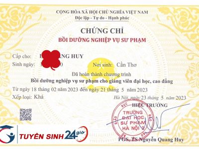 Chứng chỉ Bồi dưỡng Nghiệp vụ Sư phạm cho giảng viên đại học, cao đẳng